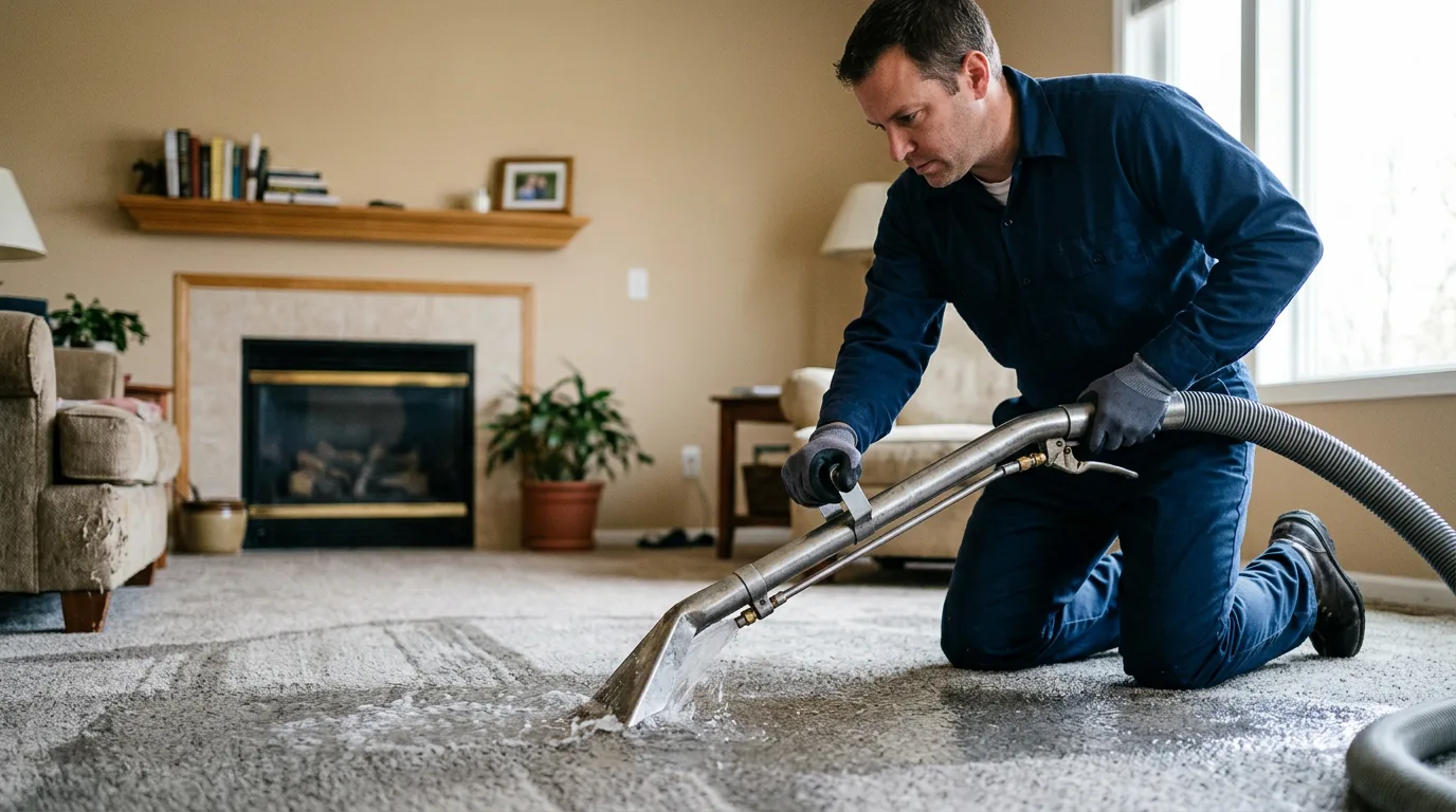 Water damage restoration technician working near Clarksboro, NJ
